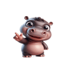 飛び出た目のカバ かわいい返事（個別スタンプ：15）