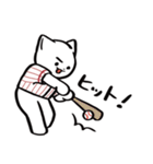 野球ねこ応援団・白赤縦縞チームVer.（個別スタンプ：2）