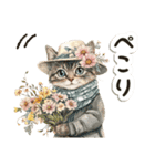 毎日使える♡ビンテージ水彩画のねこ（個別スタンプ：8）