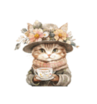 毎日使える♡ビンテージ水彩画のねこ（個別スタンプ：14）