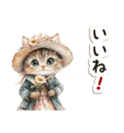 毎日使える♡ビンテージ水彩画のねこ（個別スタンプ：17）