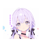 ライトパープルガールスタンプ（個別スタンプ：7）