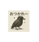 カラス（水墨画風）（個別スタンプ：8）