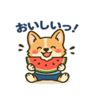 ブラウンコーギーカップル(夏バージョン)（個別スタンプ：5）