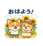 ブラウンコーギーカップル(夏バージョン)（個別スタンプ：6）