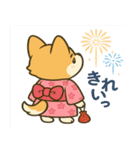 ブラウンコーギーカップル(夏バージョン)（個別スタンプ：16）