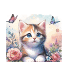 子猫と花（個別スタンプ：1）