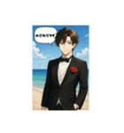 タキシードとイケメン男子のコラボ（個別スタンプ：1）