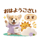 大人可愛い癒しコーギーの梅雨の敬語（個別スタンプ：1）