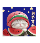 かわいいスイカ帽ねこ 使える 状況＆日常（個別スタンプ：32）
