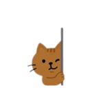 大きい猫2匹大きさ色々茶色猫韓国語（個別スタンプ：13）