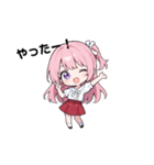 可愛いピンクの女の子#1（個別スタンプ：3）