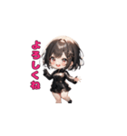 ブラックチャームガール（個別スタンプ：1）