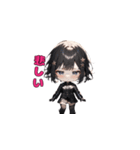 ブラックチャームガール（個別スタンプ：16）