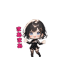 ブラックチャームガール（個別スタンプ：19）