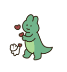 うさぽぽちゃん with恐竜 文字なし（個別スタンプ：4）