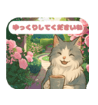 お花いっぱい 優しい猫の大人敬語スタンプ（個別スタンプ：3）