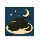 かわいい黒い犬：日常リアクション(修正版)（個別スタンプ：3）