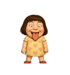 面白い黄色のドレスを着た女の子 （NT）（個別スタンプ：3）