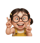 メガネをかけた面白い女の子 （NT）（個別スタンプ：1）