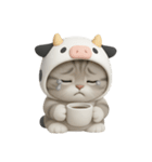 牛の衣装を着た子猫 （NT）（個別スタンプ：2）
