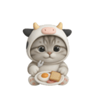 牛の衣装を着た子猫 （NT）（個別スタンプ：6）