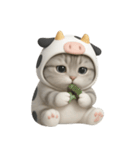 牛の衣装を着た子猫 （NT）（個別スタンプ：10）