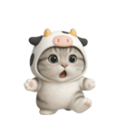 牛の衣装を着た子猫 （NT）（個別スタンプ：18）