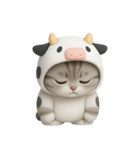 牛の衣装を着た子猫 （NT）（個別スタンプ：21）