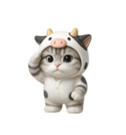 牛の衣装を着た子猫 （NT）（個別スタンプ：22）
