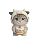 牛の衣装を着た子猫 （NT）（個別スタンプ：24）