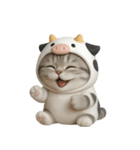 牛の衣装を着た子猫 （NT）（個別スタンプ：27）