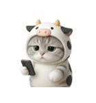 牛の衣装を着た子猫 （NT）（個別スタンプ：28）