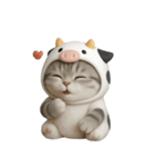 牛の衣装を着た子猫 （NT）（個別スタンプ：30）