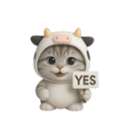 牛の衣装を着た子猫 （NT）（個別スタンプ：31）