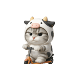牛の衣装を着た子猫 （NT）（個別スタンプ：32）
