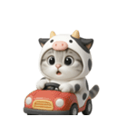 牛の衣装を着た子猫 （NT）（個別スタンプ：33）