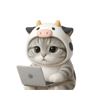 牛の衣装を着た子猫 （NT）（個別スタンプ：36）
