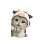 牛の衣装を着た子猫 （NT）（個別スタンプ：37）