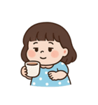 青い水玉模様のドレスを着た女の子 （NT）（個別スタンプ：11）