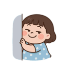 青い水玉模様のドレスを着た女の子 （NT）（個別スタンプ：14）