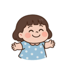青い水玉模様のドレスを着た女の子 （NT）（個別スタンプ：17）