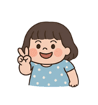 青い水玉模様のドレスを着た女の子 （NT）（個別スタンプ：18）
