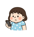 青い水玉模様のドレスを着た女の子 （NT）（個別スタンプ：30）