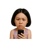 変顔のショートヘアの女の子 （NT）（個別スタンプ：1）