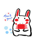 毎日うさぎ【挨拶/返信/お礼】カニさん付き（個別スタンプ：6）