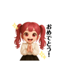赤髪ツインテールちゃんの推し活。（個別スタンプ：22）