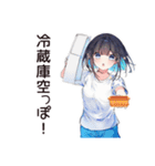 空っぽ冷蔵庫★デリバリー女子（個別スタンプ：1）
