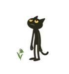 けだる黒猫の無言＋ワンポイント シュール（個別スタンプ：1）