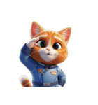 【敬礼猫】（個別スタンプ：3）